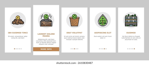 green environment earth nature onboarding mobile vector. eco recycle, world save, ecology plant, environmental engineer, planet global day green environment earth nature Illustrations