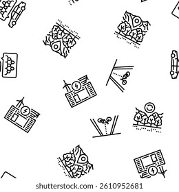 green environment earth nature vector seamless pattern thin line illustration