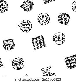 green environment earth nature vector seamless pattern thin line illustration