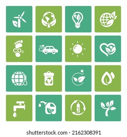 Green environment ECO and recycle concept icon set.
isolated vector images in flat style.