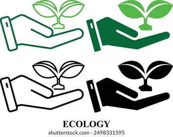 Green Environment Ecology icon set. Environment, Eco friendly set of icon in fill and line style. Editable Colorful Nature icons set isolated on white background.