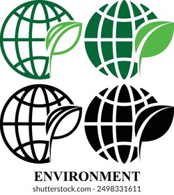 Green Environment Ecology icon set. Environment, Eco friendly set of icon in fill and line style. Editable Colorful Nature icons set isolated on white background.
