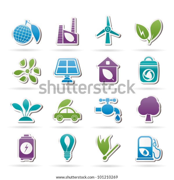 Green,\
Environment and ecology Icons - vector icon\
set