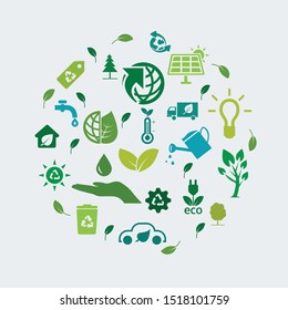 Green, environment, ecology symbols. Vector illustration and  eco concept.