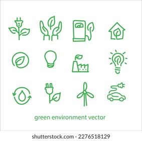 grüne Umgebung, handgezeichnete Symboldesign-Illustration, Strichsymbol für App und Web
