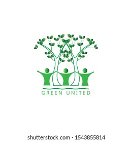 green environment with human and tree symbol concept