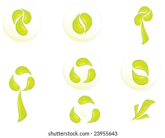 green environment icon set for recycling