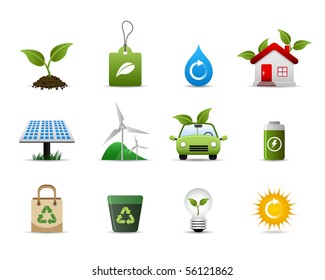 Green Environment Icon Set Vector