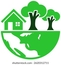 Green environment icon vector for nature care, clean ecosystem, and eco-friendly symbols. Ideal for sustainability, climate awareness, and ecological illustrations.