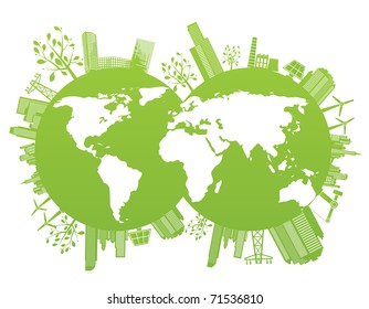 Green and environment planet background - vector illustration
