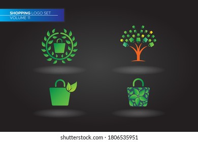 Plantilla de juego de logotipos de compras para ambientes ecológicos para su empresa, empresa, asociación, comunidad.