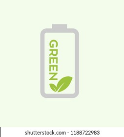 Green environmental battery indicator icon in vector graphics