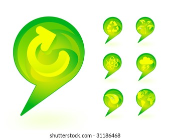 green environmental bubbles on white