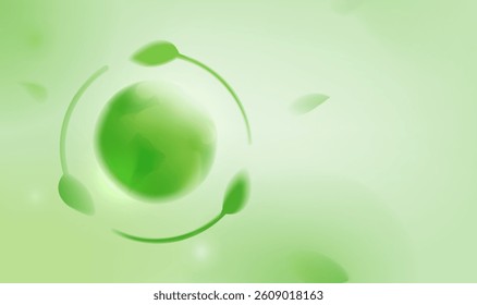 Green environmental protection horizontal illustration The earth is surrounded by green leaves