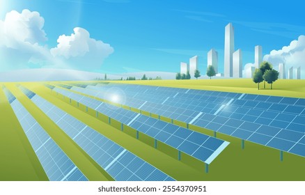 Green environmental protection theme illustration new energy solar cells