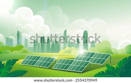 Green environmental protection theme illustration new energy wind and solar energy