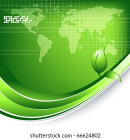 green environmental vector technology vector with map. Eps10