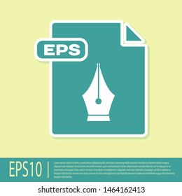 Green EPS file document. Download eps button icon isolated on yellow background. EPS file symbol.  Vector Illustration