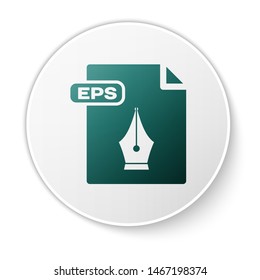 Green EPS file document. Download eps button icon isolated on white background. EPS file symbol. White circle button. Vector Illustration