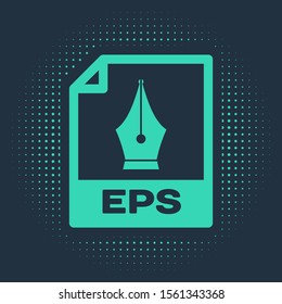 Green EPS file document. Download eps button icon isolated on blue background. EPS file symbol. Abstract circle random dots. Vector Illustration