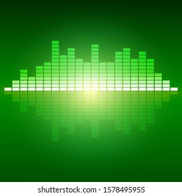 Green equalizer with reflection. Vector background