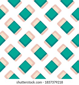 Green eraser ,seamless pattern on white background.