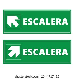 A green escaleras signs on a white background (trad. stairway)