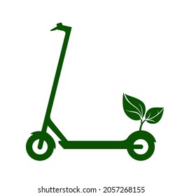 Icono verde de la motocicleta electrónica. Motocicleta motorizada o eléctrica de estilo ecológico. Ilustración vectorial