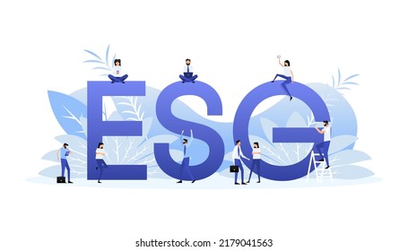 Green esg people. Finance isometric. Business concept