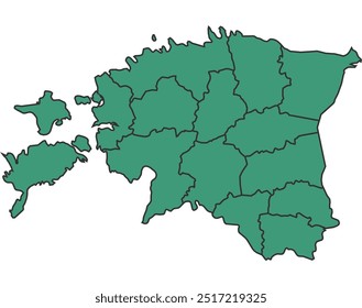 Verde Estonia Mapa simple con el Vector del contorno fronterizo de los estados