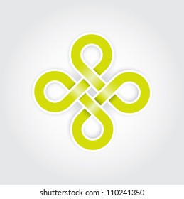 Green eternal knot concept in editable vector format