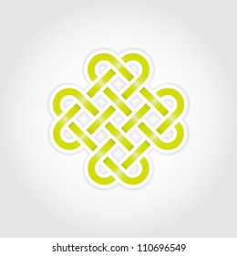 Green eternal knot concept in editable vector format