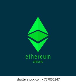 Green Ethereum Classic Symbol Vector Icon, Illustration, Eps File