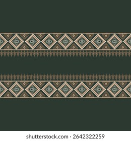 Green ethnic boho seamless pattern. Native American, Navajo pattern, tribal vector texture. Aztec ornament. Design for black ground Capet, curtains, blankets,Can be use in design for clothing.