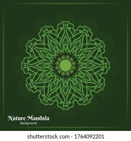 Green ethnic mandala vector background