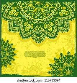 Green ethnic ornament background