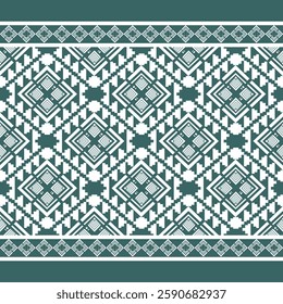 Green Ethnic, oSeamless pattern, Tribe, Motifs, Fabric weaves, Bandana print silk, Sarong, Pattern design for  Decoration, Textile, Wrap, Decorative 