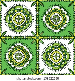 green ethnic pattern. green seamless pattern with ethnicity motif