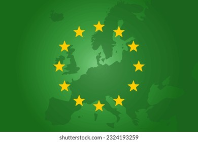 green eu - europe union map. CBAM - Carbon Carbon Adjustment Mechanism concept