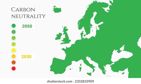 green eu - europe union map with way to carbon neutrality