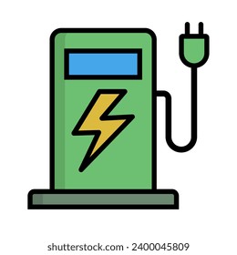Green EV charging station icon. Vector.