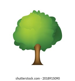 Green evergreen tree vector emoji illustration flat design. Cartoon tree isolated on white background. 3d illustration.