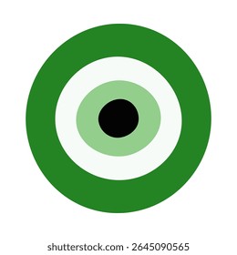 Green evil eye symbol of success. An icon composed of green, white and black concentric circles. It symbolises growth, harmony and prosperity with protective energy.