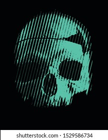 green evil skull halftone line vector for poster design