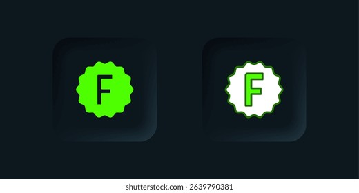 Green Exam paper with incorrect answers survey icon isolated on black background. Bad mark of test results. Black square button. Vector