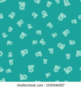 Green Exam sheet with clock icon isolated seamless pattern on green background. Test paper, exam, or survey concept. School test or exam.  Vector Illustration