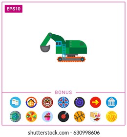 Green excavator icon