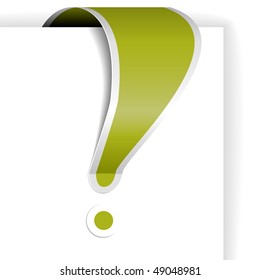 Green exclamation mark with white border - tag for important items in eshop