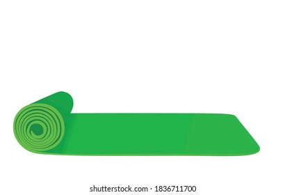 Green exercise mat. vector illustration