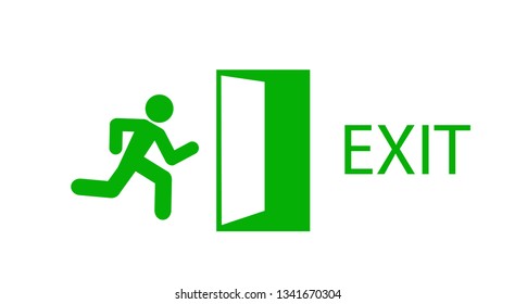 Green exit emergency sign